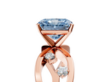 Rose gold Fancy Blue Radiant  Cut Solitaire Diamond with Side Stones on Criss-Cross Band and Four-Prong Setting_8
