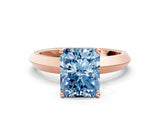 Rose gold Fancy Blue Radiant  Cut Solitaire Engagement Ring with Flat Band and Four-Prong Setting 1