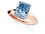 Rose gold Fancy Blue Radiant  Cut Solitaire Engagement Ring with Flat Band and Four-Prong Setting 2