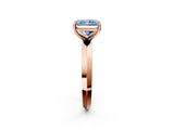 Rose gold Fancy Blue Radiant  Cut Solitaire Engagement Ring with Flat Band and Four-Prong Setting 3