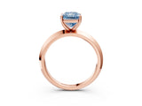 Rose gold Fancy Blue Radiant  Cut Solitaire Engagement Ring with Flat Band and Four-Prong Setting 4