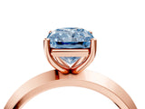 Rose gold Fancy Blue Radiant  Cut Solitaire Engagement Ring with Flat Band and Four-Prong Setting 5