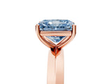 Rose gold Fancy Blue Radiant  Cut Solitaire Engagement Ring with Flat Band and Four-Prong Setting