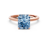 Rose gold Fancy Blue Radiant  Cut Solitaire Engagement Ring with Four-Prong Setting and Classic Band_20