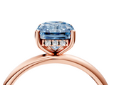 Rose gold Fancy Blue Radiant  Cut Solitaire Engagement Ring with Four-Prong Setting and Classic Band_24