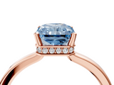 Rose gold Fancy Blue Radiant  Cut Solitaire Engagement Ring with Four-Prong Setting on a Classic Band_24