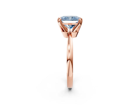 Rose gold Fancy Blue Radiant Cut Solitaire Engagement Ring with Six-Prong Setting and Tapered Band_2