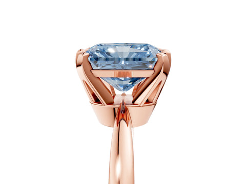Rose gold Fancy Blue Radiant Cut Solitaire Engagement Ring with Six-Prong Setting and Tapered Band_5