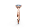 Rose gold Fancy Blue Radiant  Cut Solitaire Engagement Ring with Tapered Band and Four-Prong Setting 2