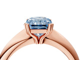 Rose gold Fancy Blue Radiant  Cut Solitaire Engagement Ring with Tapered Band and Four-Prong Setting 4