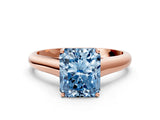 Rose gold Fancy Blue Radiant Cut Solitaire Engagement Ring with Tapered Band and Four-Prong Setting_3