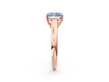 Rose gold Fancy Blue Radiant Cut Solitaire Engagement Ring with Tapered Band and Four-Prong Setting_5