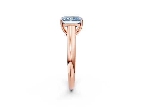 Rose gold Fancy Blue Radiant Cut Solitaire Engagement Ring with Tapered Band and Four-Prong Setting_5