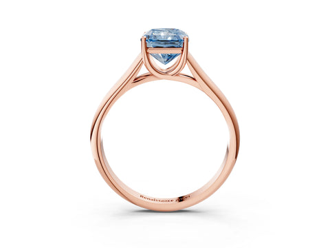 Rose gold Fancy Blue Radiant Cut Solitaire Engagement Ring with Tapered Band and Four-Prong Setting_6