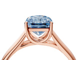 Rose gold Fancy Blue Radiant Cut Solitaire Engagement Ring with Tapered Band and Four-Prong Setting_7
