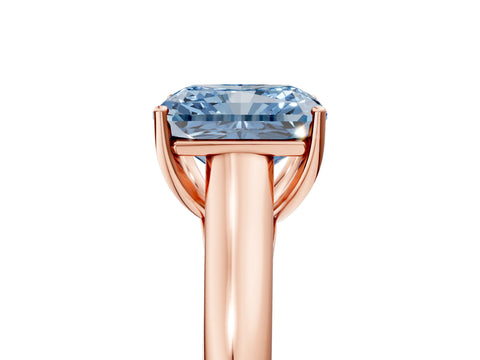 Rose gold Fancy Blue Radiant Cut Solitaire Engagement Ring with Tapered Band and Four-Prong Setting_8