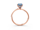 Rose gold Fancy Blue Radiant  Cut Solitaire Engagement Ring with Thin Band and Four-Prong Setting_6