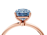 Rose gold Fancy Blue Radiant  Cut Solitaire Engagement Ring with Thin Band and Four-Prong Setting_7