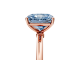 Rose gold Fancy Blue Radiant  Cut Solitaire Engagement Ring with Thin Band and Four-Prong Setting_8
