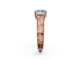 Rose gold Fancy Blue Radiant  Cut Solitaire Engraved Band with Four-Prong Setting_78