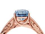 Rose gold Fancy Blue Radiant  Cut Solitaire Engraved Band with Four-Prong Setting_80