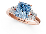 Rose gold Fancy Blue Radiant  Cut Solitaire Floral Diamond Ring with Four-Prong Setting_38