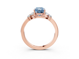 Rose gold Fancy Blue Radiant  Cut Solitaire Floral Diamond Ring with Four-Prong Setting_40