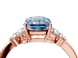 Rose gold Fancy Blue Radiant  Cut Solitaire Floral Diamond Ring with Four-Prong Setting_41