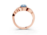 Rose gold Fancy Blue Radiant Cut Solitaire Intertwined Band Prong Setting Ring_3