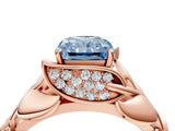 Rose gold Fancy Blue Radiant Cut Solitaire Leaf-Inspired Engagement Ring with Prong Setting_16