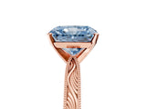 Rose gold Fancy Blue Radiant Cut Solitaire Milgrain Engraved Band with Four-Prong Setting_5