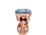 Rose gold Fancy Blue Radiant Cut Solitaire Milgrain Leaf Band with Prong Setting_5