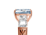 Rose gold Fancy Blue Radiant Cut Solitaire Princess Side Stone Engraved Band Prong Setting Ring_5
