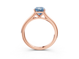 Rose gold Fancy Blue Radiant  Cut Solitaire Ring with Cathedral Band and Four-Prong Setting_58