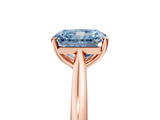 Rose gold Fancy Blue Radiant  Cut Solitaire Ring with Cathedral Band and Four-Prong Setting_60