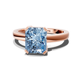 Rose gold Fancy Blue Radiant  Cut Solitaire Ring with Four-Prong Setting and Classic Band_28