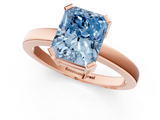 Rose gold Fancy Blue Radiant  Cut Solitaire Ring with Four-Prong Setting and Classic Band_29