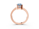 Rose gold Fancy Blue Radiant  Cut Solitaire Ring with Four-Prong Setting and Classic Band_31