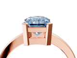 Rose gold Fancy Blue Radiant  Cut Solitaire Ring with Four-Prong Setting and Classic Band_32