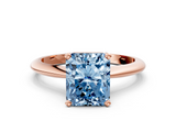 Rose gold Fancy Blue Radiant  Cut Solitaire Ring with Four-Prong Setting on a Classic Band_25