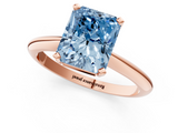 Rose gold Fancy Blue Radiant  Cut Solitaire Ring with Four-Prong Setting on a Classic Band_26