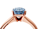 Rose gold Fancy Blue Radiant  Cut Solitaire Ring with Four-Prong Setting on a Classic Band_29