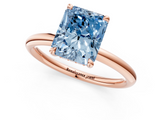 Rose gold Fancy Blue Radiant  Cut Solitaire Ring with Thin Band and Four-Prong Setting_17
