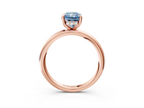 Rose gold Fancy Blue Radiant  Cut Solitaire Ring with Thin Band and Four-Prong Setting_19