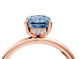 Rose gold Fancy Blue Radiant  Cut Solitaire Ring with Thin Band and Four-Prong Setting_20