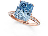 Rose gold Fancy Blue Radiant Cut Solitaire Split Shank Pave Diamond Engagement Ring with Four-Prong Setting_13