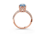Rose gold Fancy Blue Radiant Cut Solitaire Split Shank Pave Diamond Engagement Ring with Four-Prong Setting_15