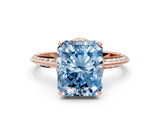 Rose gold Fancy Blue Radiant Cut Solitaire Split Shank Pave Diamond Engagement Ring with Four-Prong Setting_36