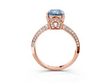 Rose gold Fancy Blue Radiant Cut Solitaire Split Shank Pave Diamond Engagement Ring with Four-Prong Setting_39