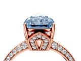 Rose gold Fancy Blue Radiant Cut Solitaire Split Shank Pave Diamond Engagement Ring with Four-Prong Setting_40